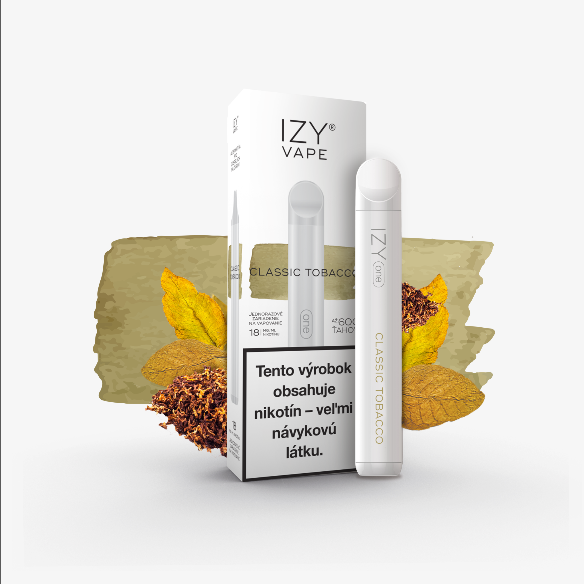 IZY VAPE ONE 600 ťahov Classic Tobacco 0mg biela 5ks – IzyVape